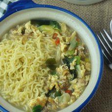 裙边鸡蛋面#小虾创意料理#